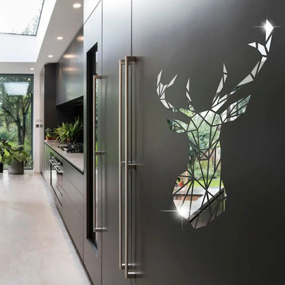 Multiple Sizes 3D Deer Head Stickers Mirror