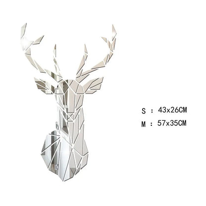 Multiple Sizes 3D Deer Head Stickers Mirror