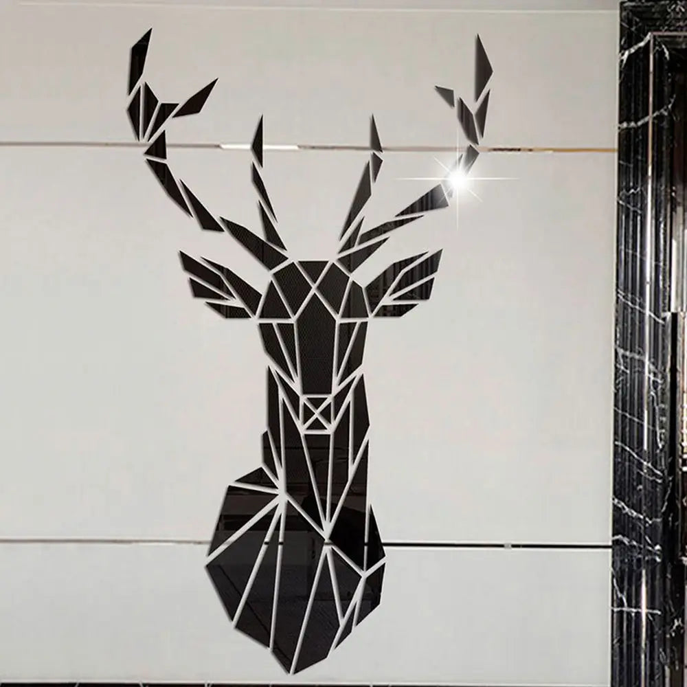 Multiple Sizes 3D Deer Head Stickers Mirror