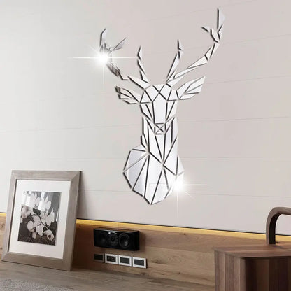 Multiple Sizes 3D Deer Head Stickers Mirror