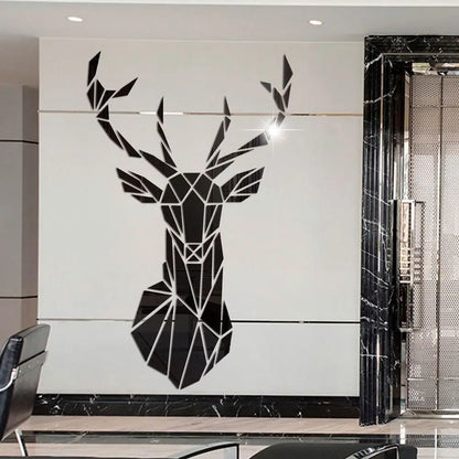 Multiple Sizes 3D Deer Head Stickers Mirror